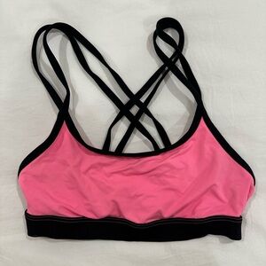 Vintage Y2K Victoria's Secret Pink Yoga Crossback Bra - Black and Pink